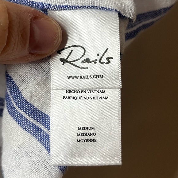 RAILS Alena Summer Lagenlook Buttondown Blouse Top in Villa Stripe - Picture 8 of 9